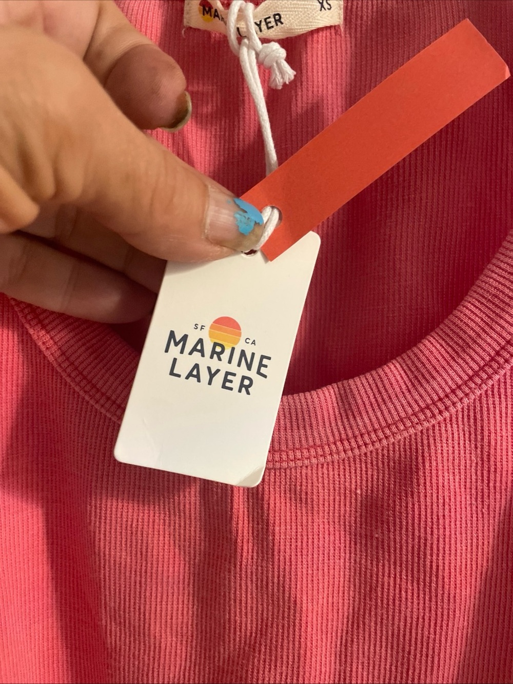 NWT MARINE LAYER XS Faded Red Cotton Blend  Lexi Ribbed Sun In Tank Top $48 - Picture 6 of 12